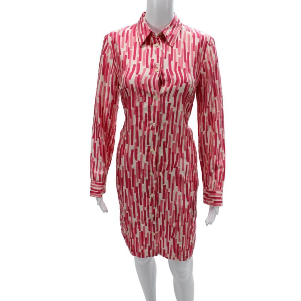KORS Michael Kors Women Shirt Dress Pink Long Sleeve Knee Length Size 8